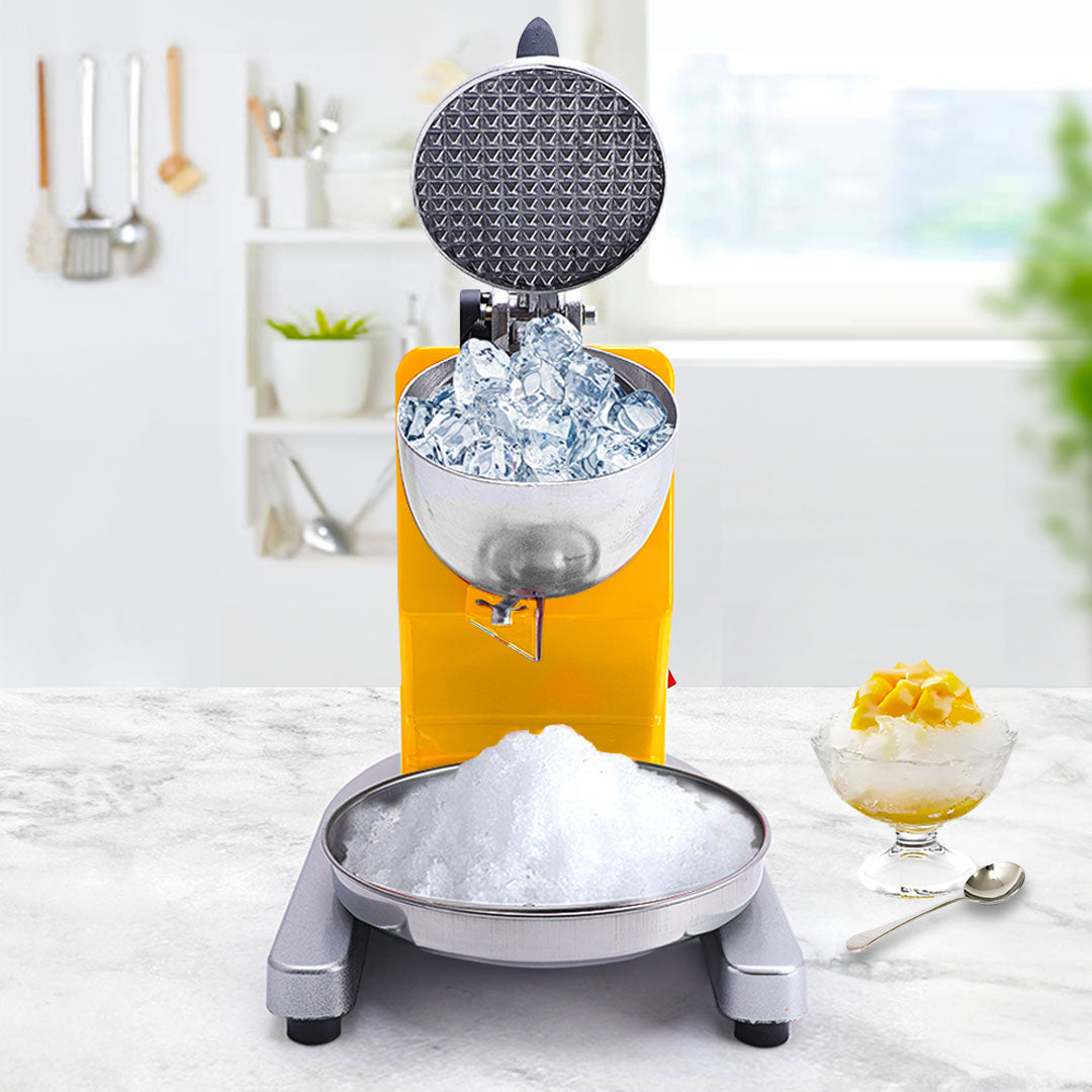 SOGA 2X Ice Shaver Electric Stainless Steel Ice Crusher Slicer Machine Commercial Yellow LUZ-IceShaverYellowDoubleX2