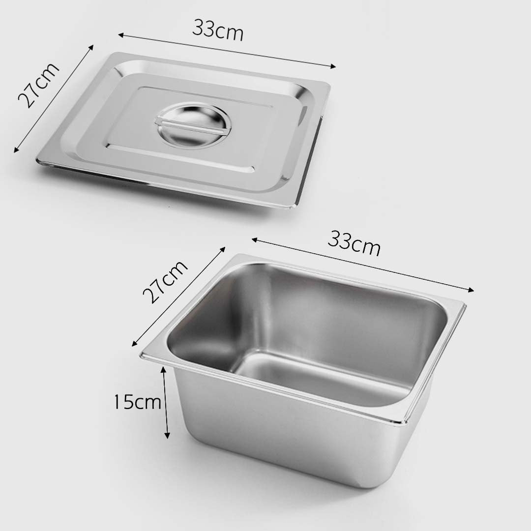 SOGA 4X Gastronorm GN Pan Full Size 1/2 GN Pan 15cm Deep Stainless Steel With Lid LUZ-GP5411wLidX4