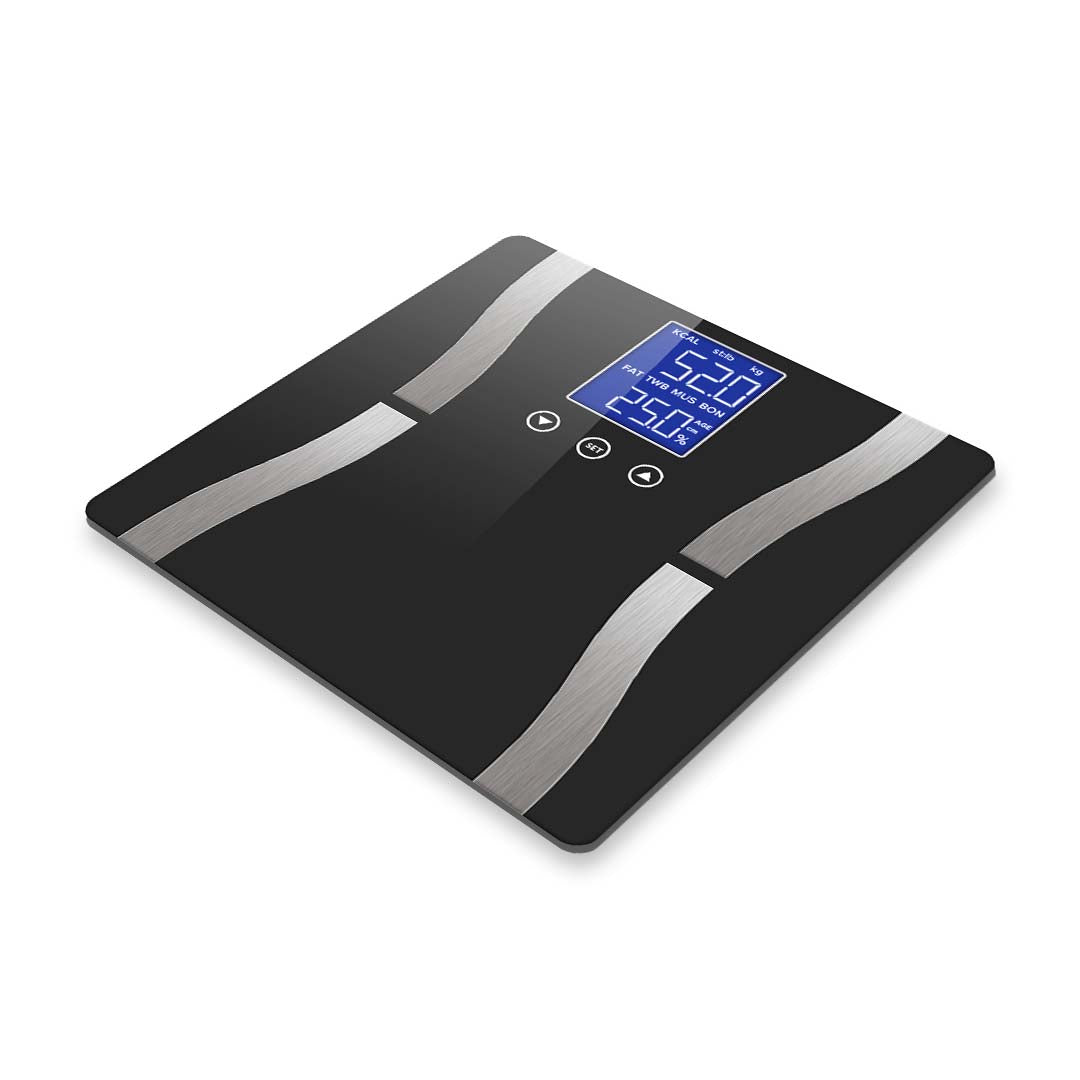 SOGA 2X Glass LCD Digital Body Fat Scale Bathroom Electronic Gym Water Weighing Scales Black/White LUZ-BodyFatScaleBLK-WHT