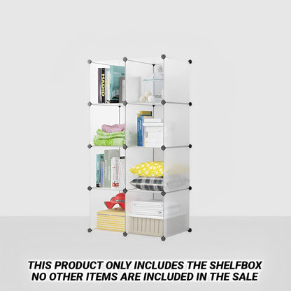 SOGA 8-Cube Transparent Shelf Box Portable Cubby DIY Storage Shelves Modular Closet Organiser LUZ-ShelfBox02