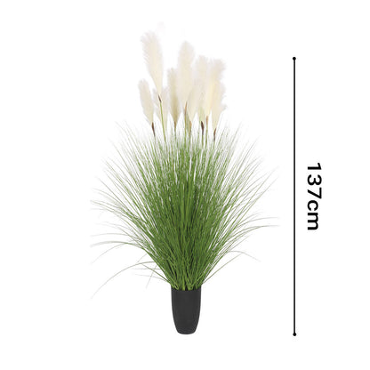 SOGA 2X 137cm Green Artificial Indoor Potted Bulrush Grass Tree Fake Plant Simulation Decorative LUZ-APlantFH60211X2