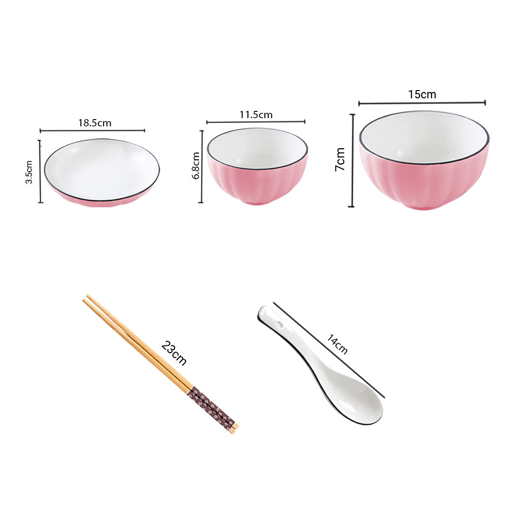 SOGA Pink Japanese Style Ceramic Dinnerware Crockery Soup Bowl Plate Server Kitchen Home Decor Set of 10 LUZ-BowlG115