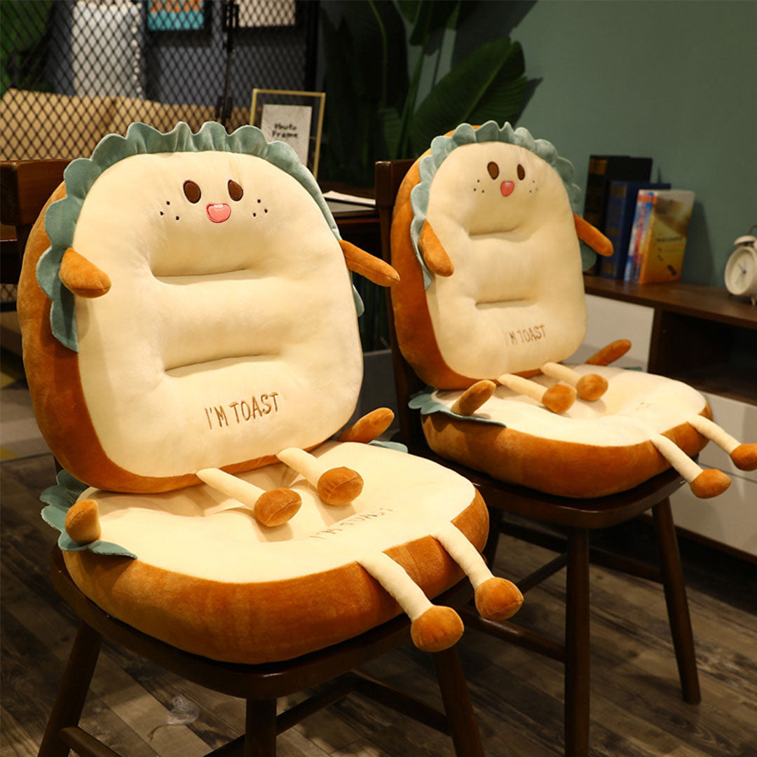 SOGA 2X Cute Face Toast Bread Cushion Stuffed Car Seat Plush Cartoon Back Support Pillow Home Decor LUZ-SCushion042X2