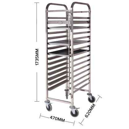 SOGA Gastronorm Trolley 15 Tier Stainless Steel Cake Bakery Trolley Suits 60*40cm Tray LUZ-GastronormRackingTrolley309