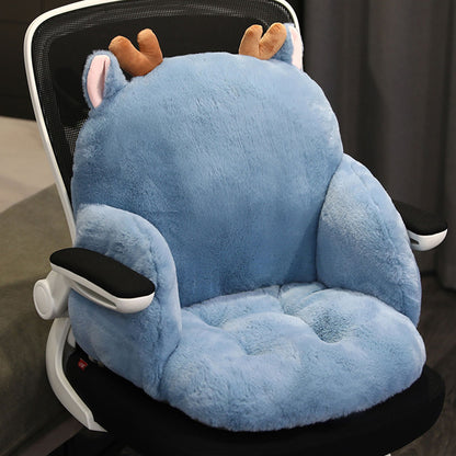 SOGA Blue Deer Shape Cushion Soft Leaning Bedside Pad Sedentary Plushie Pillow Home Decor LUZ-SCushion094