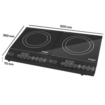 SOGA 2X Cooktop Portable Induction LED Electric Double Duo Hot Plate Burners Cooktop Stove LUZ-ElectricCooktopDoubleX2