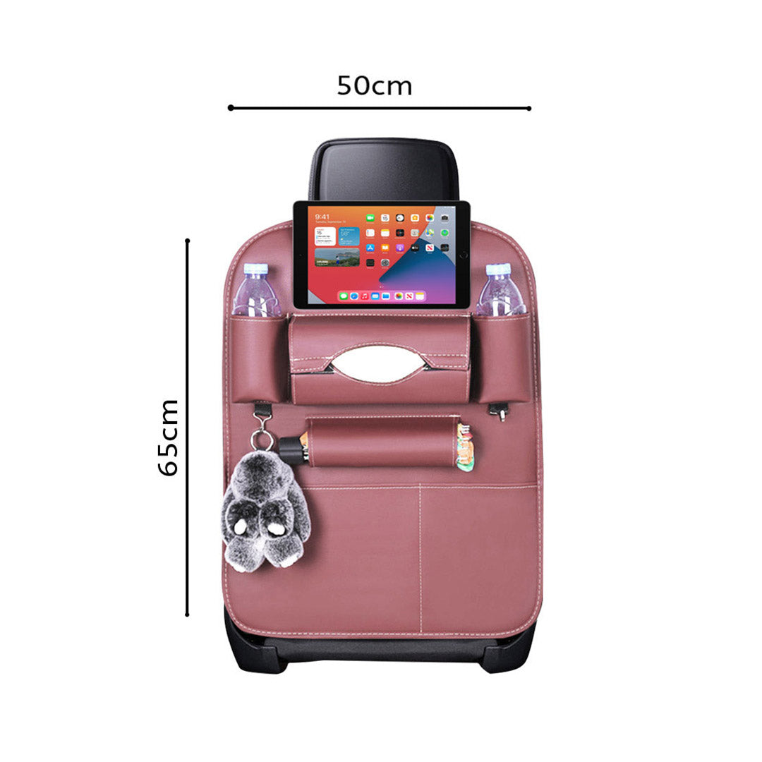 SOGA 2X PVC Leather Car Back Seat Storage Bag Multi-Pocket Organizer Backseat and iPad Mini Holder Coffee LUZ-CarStorage1SeatBagCOFX2