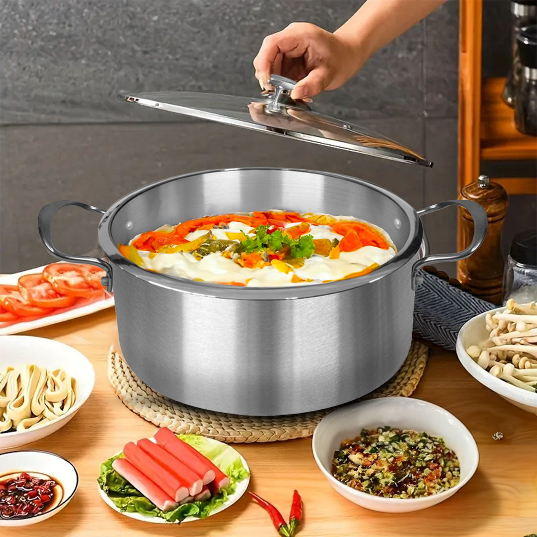 SOGA Stainless Steel 28cm Casserole With Lid Induction Cookware LUZ-CasseroleSS422628CM