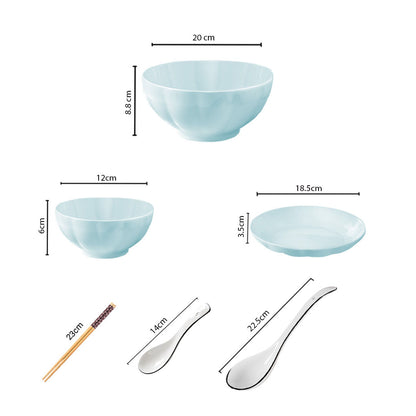 SOGA Light Blue Japanese Style Ceramic Dinnerware Crockery Soup Bowl Plate Server Kitchen Home Decor Set of 5 LUZ-BowlG433