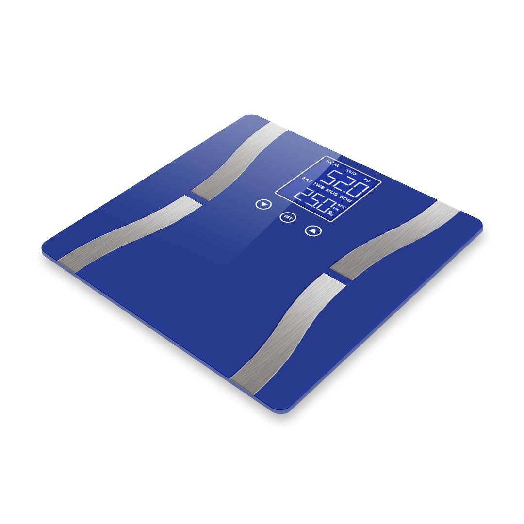 SOGA Glass LCD Digital Body Fat Scale Bathroom Electronic Gym Water Weighing Scales Blue LUZ-BodyFatScaleBlue