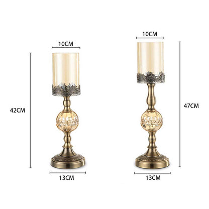 SOGA 2X 42cm Glass Candle Holder Candle Stand Glass/Metal LUZ-CandleStickASmallX2