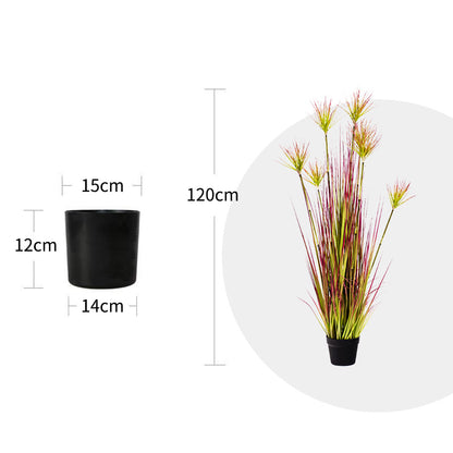 SOGA 120cm Purple-Red Artificial Indoor Potted Papyrus Plant Tree Fake Simulation Decorative LUZ-APlantFH60152
