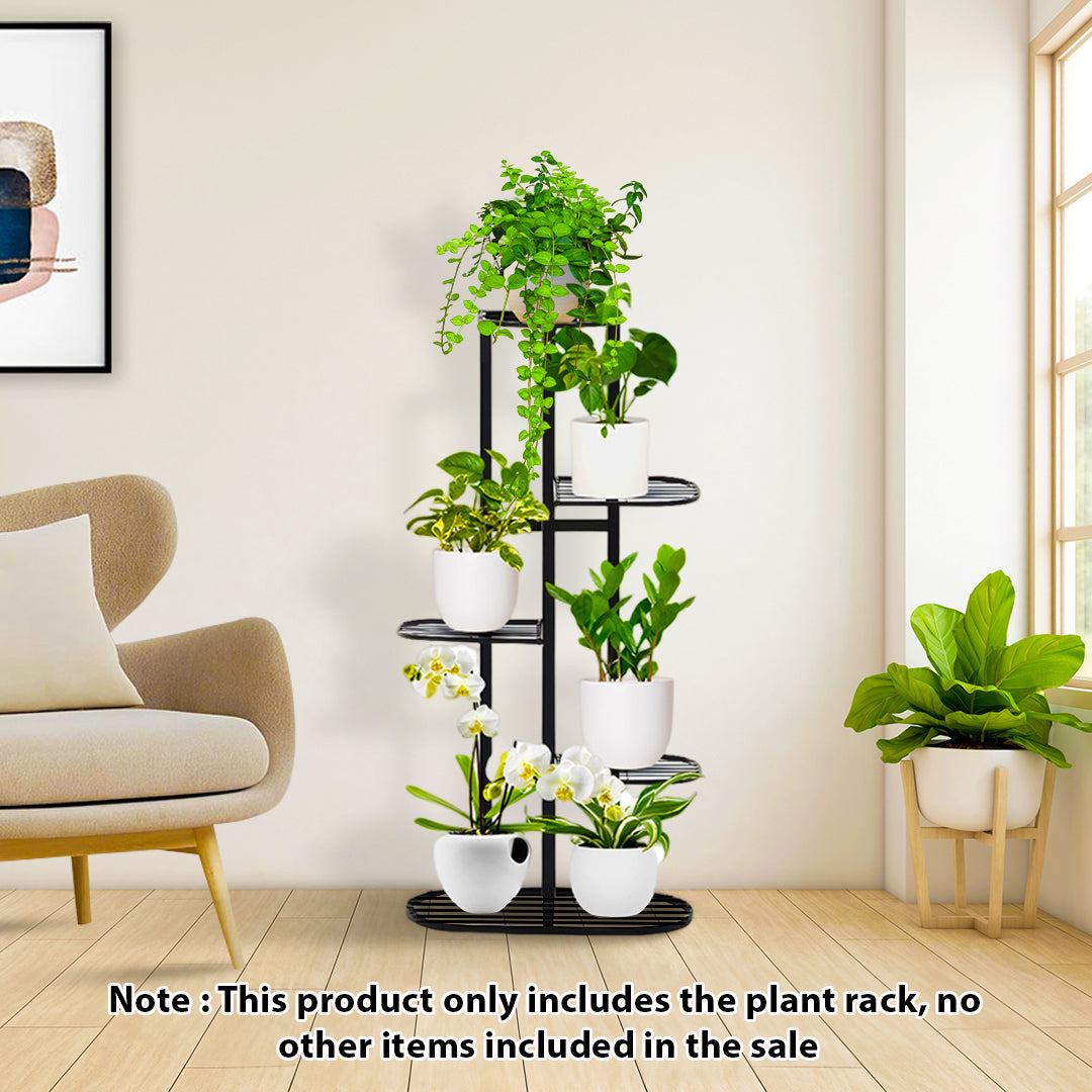 SOGA 5 Tier 6 Pots Black Metal Plant Rack Flowerpot Storage Display Stand Holder Home Garden Decor LUZ-FPotH27