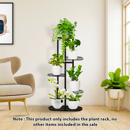 SOGA 5 Tier 6 Pots Black Metal Plant Rack Flowerpot Storage Display Stand Holder Home Garden Decor LUZ-FPotH27