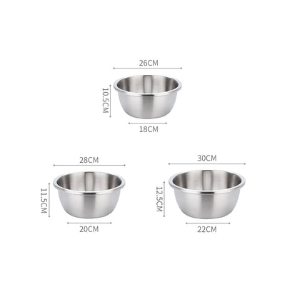 SOGA 2X 3Pcs Deepen Matte Stainless Steel Stackable Baking Washing Mixing Bowls Set Food Storage Basin LUZ-Bowl888X2