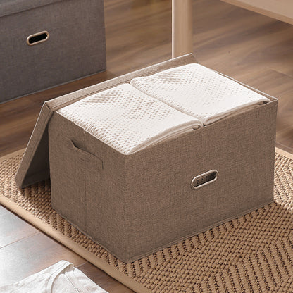 SOGA Coffee Small Foldable Canvas Storage Box Cube Clothes Basket Organiser Home Decorative Box LUZ-SBox009