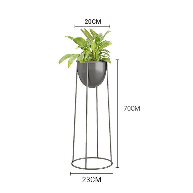 SOGA 2X 70cm Round Wire Metal Flower Pot Stand with Black Flowerpot Holder Rack Display LUZ-FPotH72RoundBLKX2