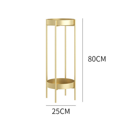 SOGA 4X 2 Layer 80cm Gold Metal Plant Stand Flower Pot Holder Corner Shelving Rack Indoor Display LUZ-FPotH80GLDX4