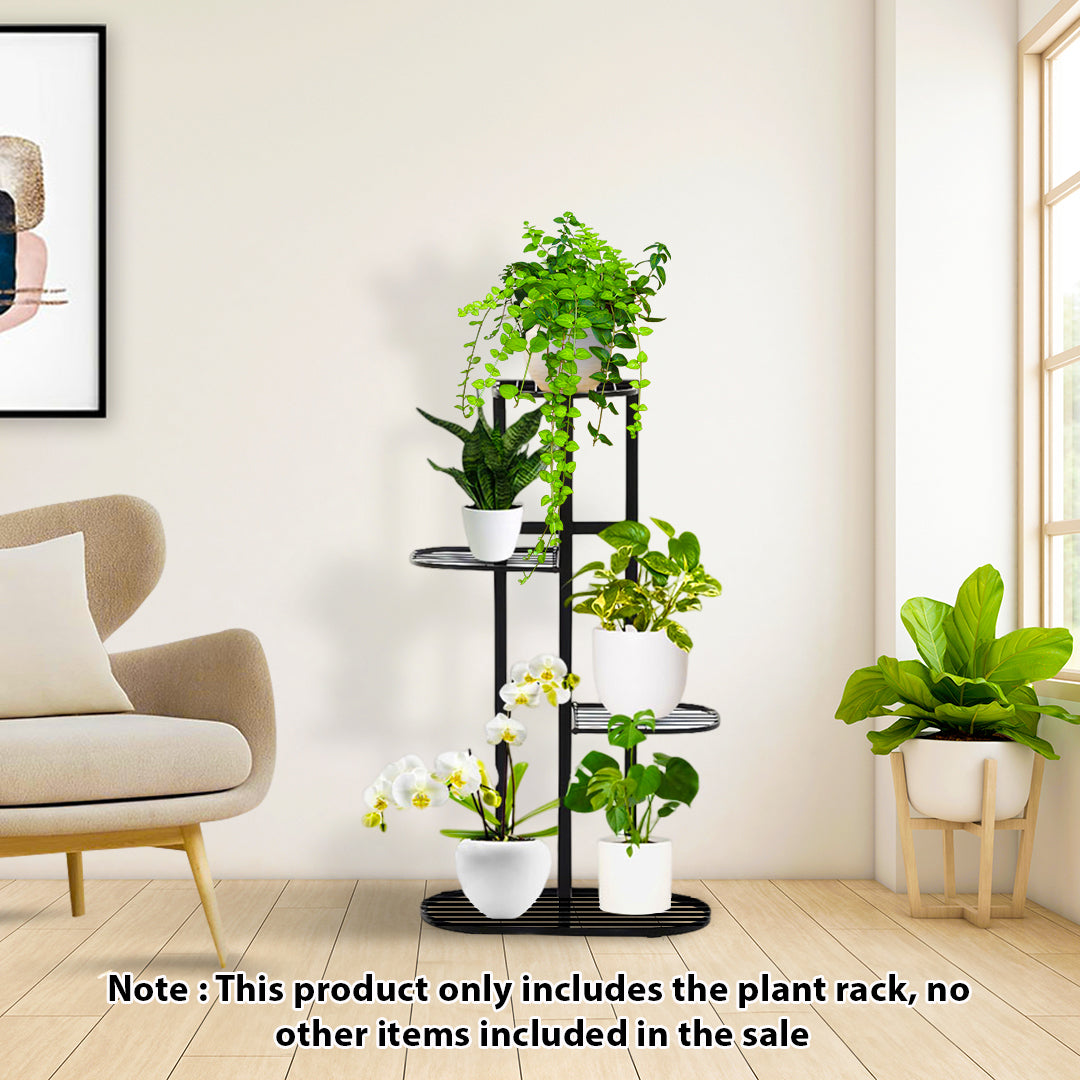 SOGA 4 Tier 5 Pots Black Metal Plant Rack Flowerpot Storage Display Stand Holder Home Garden Decor LUZ-FPotH29