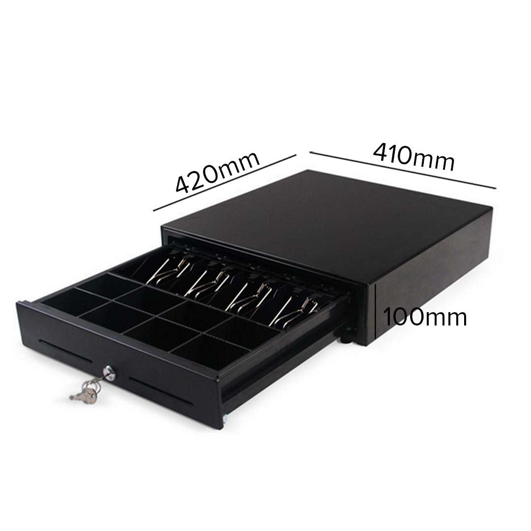 SOGA 2X Black Heavy Duty Cash Drawer Electronic 4 Bills 8 Coins Cheque Slot Tray Pos 410 LUZ-CashDrawer410X2