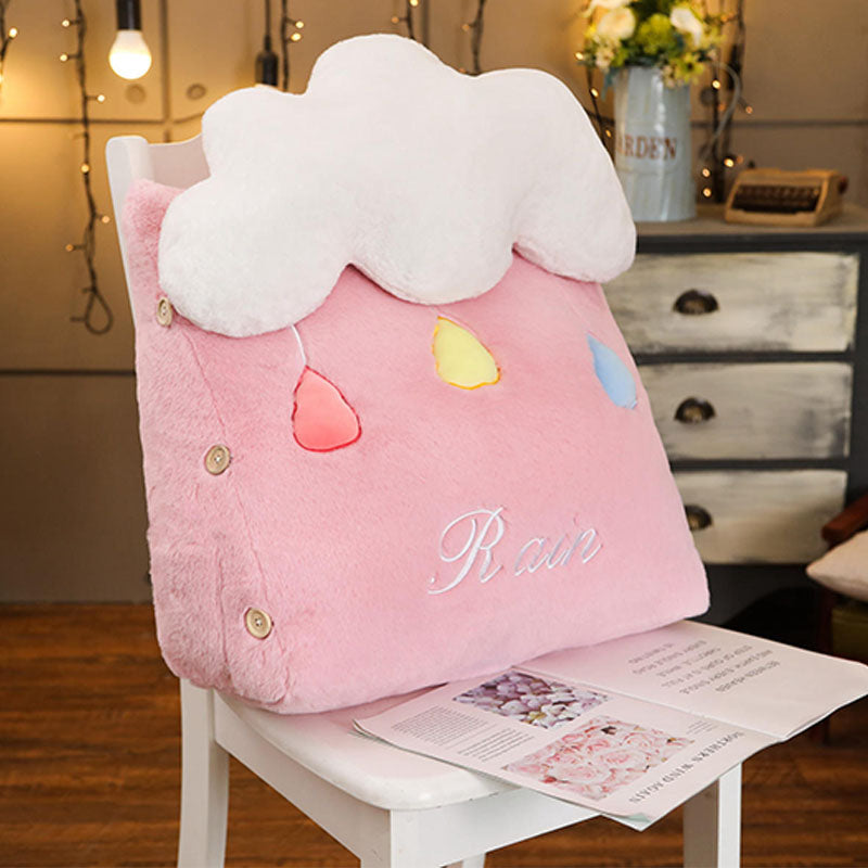 SOGA Pink Cute Rain Cloud Cushion Soft Leaning Lumbar Wedge Pillow Bedside Plush Home Decor LUZ-SCushion032