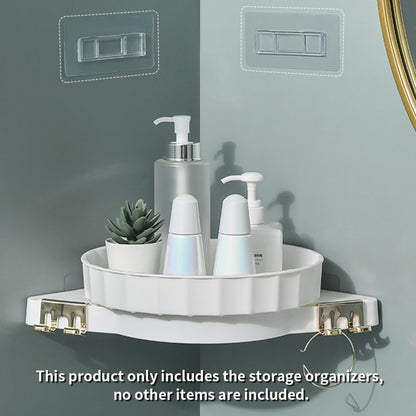 SOGA 2X White 360 Degree Wall-Mounted Rotating Bathroom Organiser Corner Vanity Rack Toilet Adhesive Storage Shelf LUZ-BathA007X2