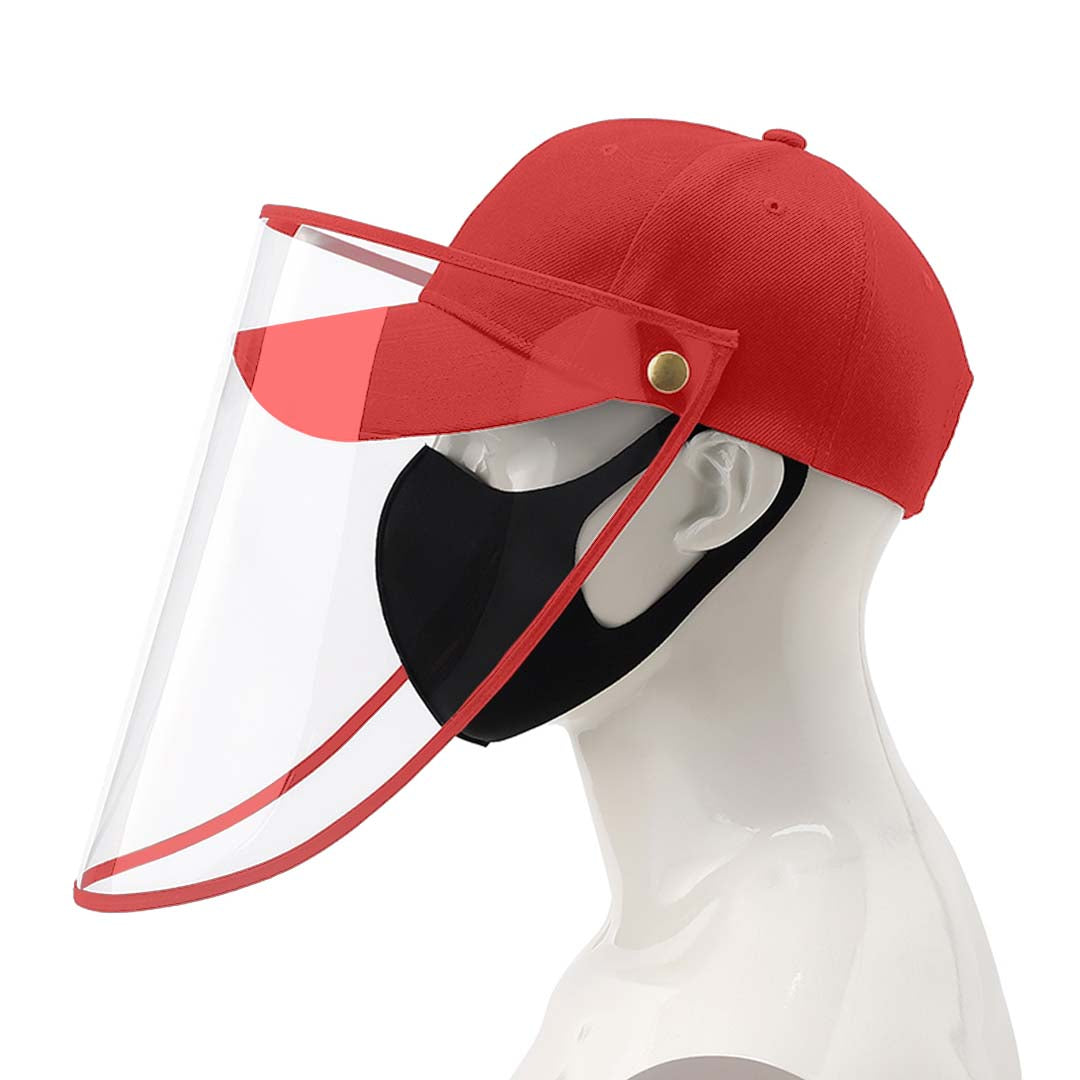 Outdoor Protection Hat Anti-Fog Pollution Dust Protective Cap Full Face HD Shield Cover Kids Red LUZ-HatKidsRED