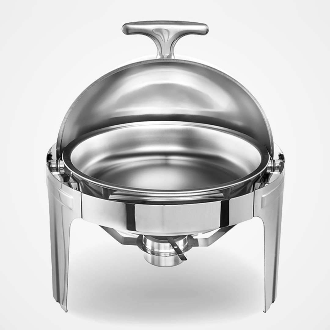 SOGA 2X 6L Stainless Steel Chafing Food Warmer Catering Dish Round Roll Top LUZ-ChafingDish5638X2