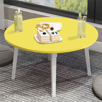 SOGA 2X Yellow Portable Floor Table Small Round Space-Saving Mini Desk Home Decor LUZ-FloorTable507X2