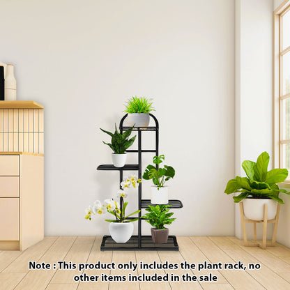 SOGA 4 Tier 5 Pots Black Metal Plant Stand Flowerpot Display Shelf Rack Indoor Home Office Decor LUZ-FPotH02