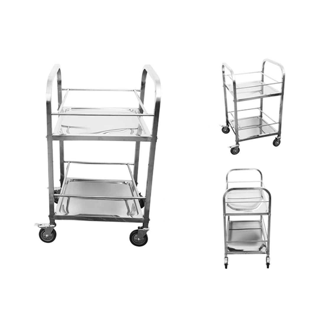 SOGA 2X 2 Tier 500x500x950 Stainless Steel Square Tube Drink Wine Food Utility Cart LUZ-FoodCart1215X2