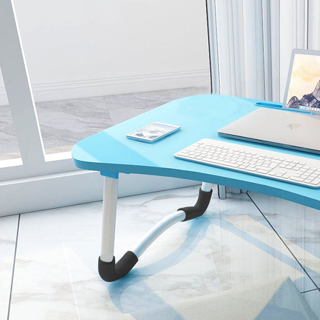 SOGA 2X Blue Portable Bed Table Adjustable Foldable Bed Sofa Study Table Laptop Mini Desk with Notebook Stand Card Slot Holder Home Decor LUZ-BedTableG43X2