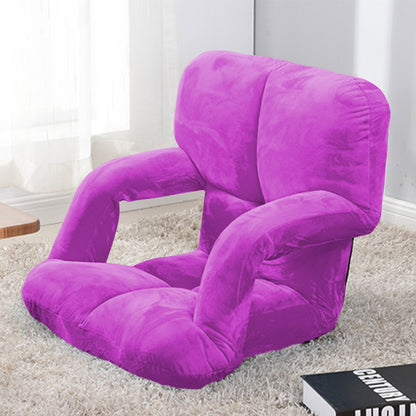 SOGA  Foldable Lounge Cushion Adjustable Floor Lazy Recliner Chair with Armrest Purple LUZ-LoungeKidPurple