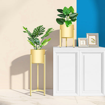 SOGA 2X 75cm Gold Metal Plant Stand with Flower Pot Holder Corner Shelving Rack Indoor Display LUZ-FPotH75GLDX2