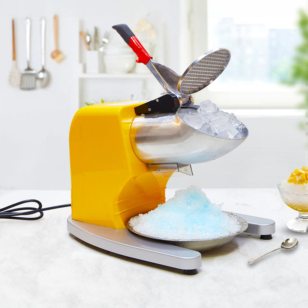 SOGA Ice Shaver Electric Stainless Steel Ice Crusher Slicer Machine Commercial Yellow LUZ-IceShaverYellowDouble