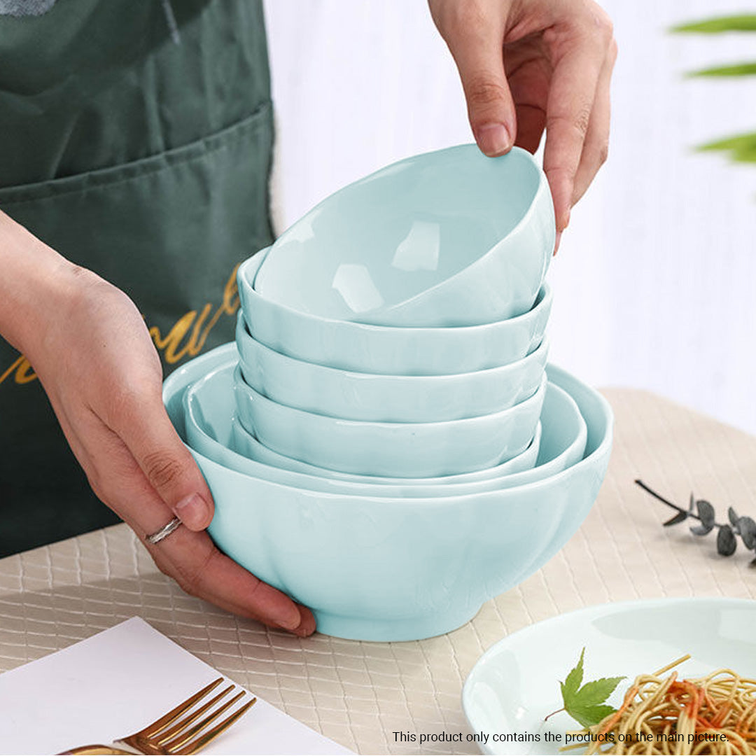 SOGA Light Blue Japanese Style Ceramic Dinnerware Crockery Soup Bowl Plate Server Kitchen Home Decor Set of 12 LUZ-BowlG439