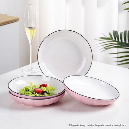 SOGA Pink Japanese Style Ceramic Dinnerware Crockery Soup Bowl Plate Server Kitchen Home Decor Set of 5 LUZ-BowlG113