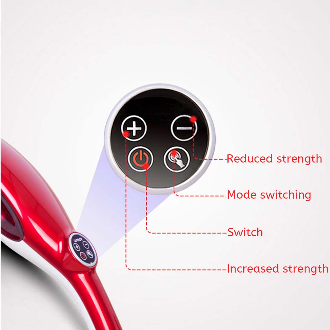 SOGA 2X 6 Heads Portable Handheld Massager Soothing Stimulate Blood Flow Shoulder Red LUZ-Massager833ARedX2