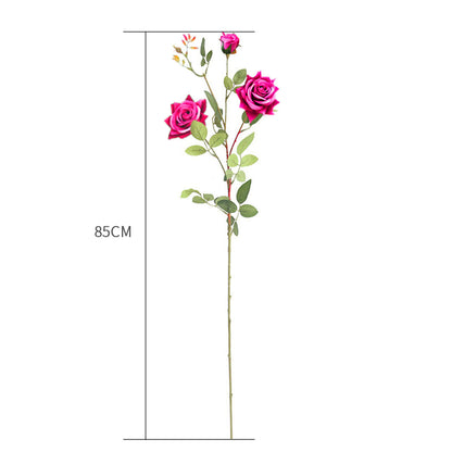 SOGA 12pcs Artificial Silk Flower Fake Rose Bouquet Table Decor Dark Pink LUZ-AFlower3H12Red