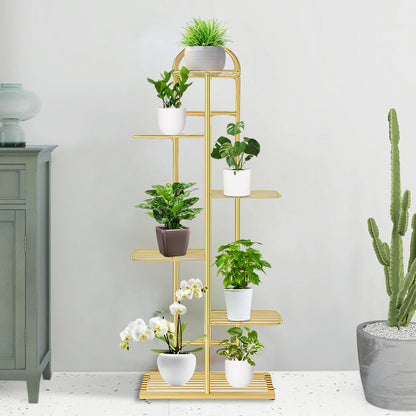 SOGA 2X 6 Tier 7 Pots Gold Metal Plant Stand Flowerpot Display Shelf Rack Indoor Home Office Decor LUZ-FPotH14X2