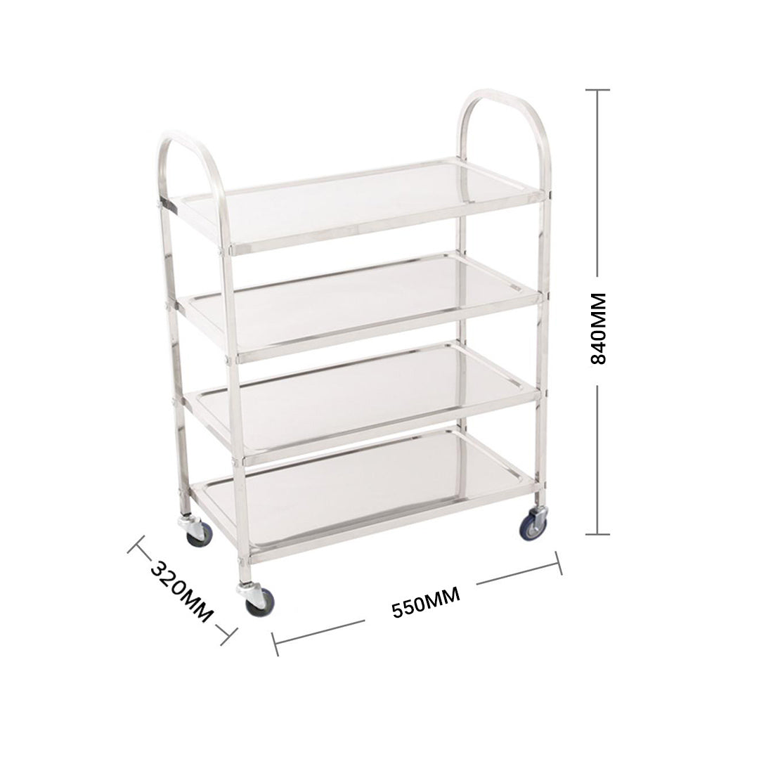 SOGA 2X 4 Tier Stainless Steel Kitchen Dinning Food Cart Trolley Utility Size Square Medium LUZ-FoodCart1112-1X2