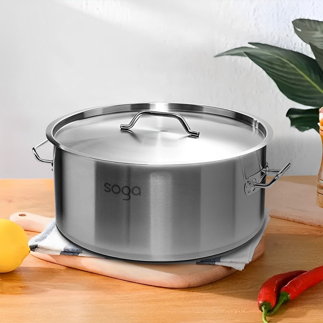 SOGA Dual Burners Cooktop Stove, 14L Stainless Steel Stockpot and 28cm Induction Casserole LUZ-ECooktDBL-StockPot14L-CASL4226