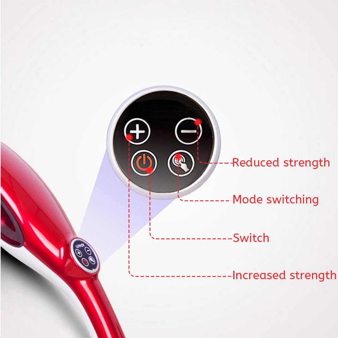 SOGA 6 Heads Portable Handheld Massager Soothing Stimulate Blood Flow Shoulder Red LUZ-Massager833ARed