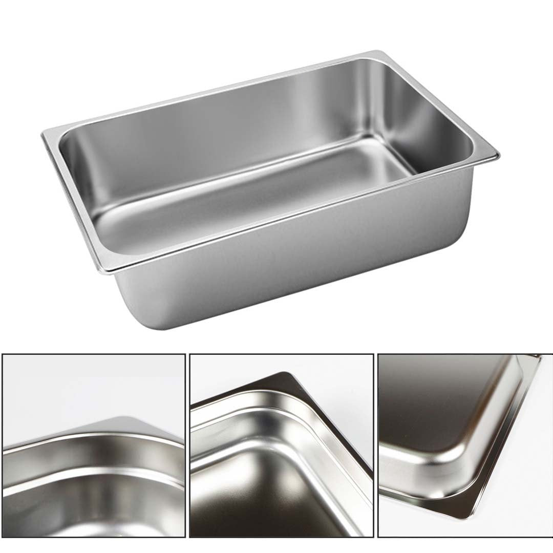 SOGA 4X Gastronorm GN Pan Full Size 1/1 GN Pan 20cm Deep Stainless Steel Tray With Lid LUZ-GP5406wLidX4