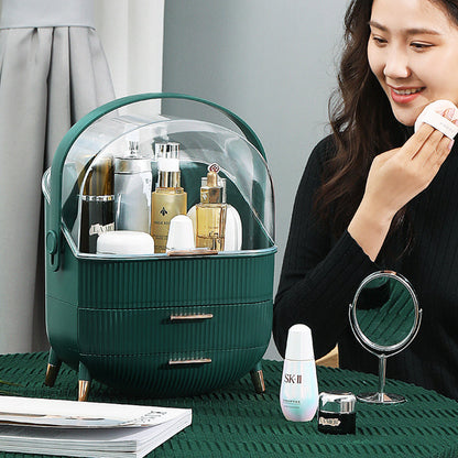 SOGA Green Cosmetic Jewelry Storage Organiser Set Makeup Brush Lipstick Skincare Holder Jewelry Storage Box with Handle LUZ-BathC112