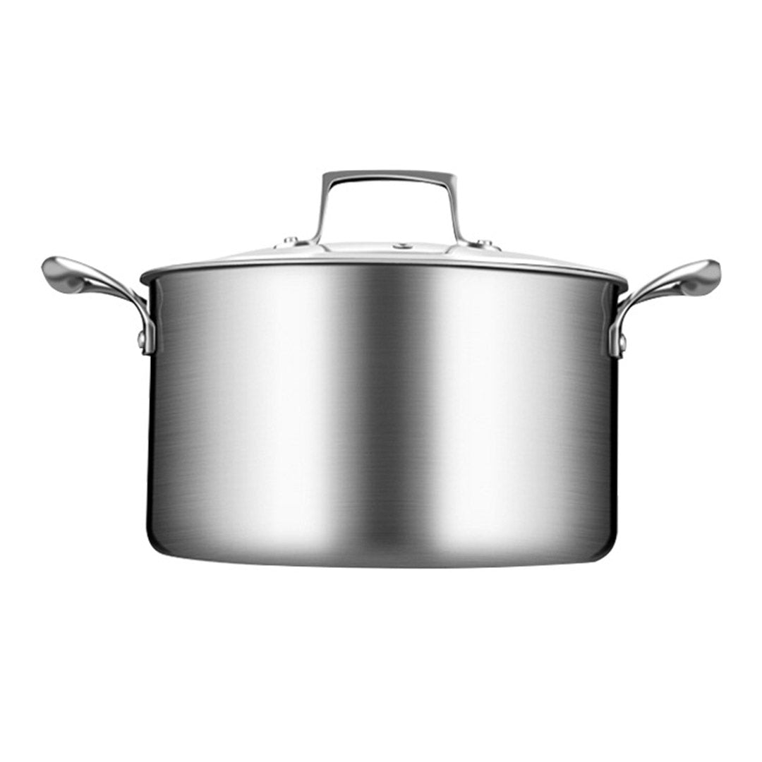 SOGA 22cm Stainless Steel Soup Pot Stock Cooking Stockpot Heavy Duty Thick Bottom with Glass Lid LUZ-CasseroleTRISPE22