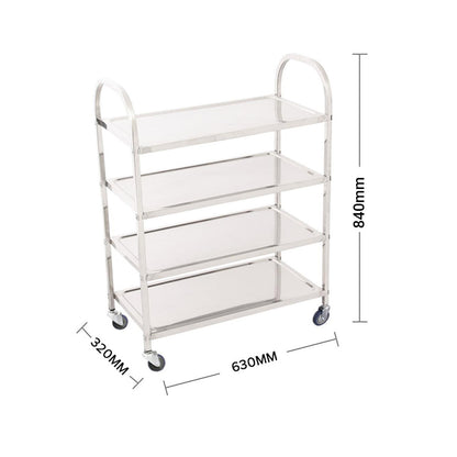 SOGA 2X 4 Tier Stainless Steel Kitchen Dinning Food Cart Trolley Utility Size Square Large LUZ-FoodCart1111-1X2