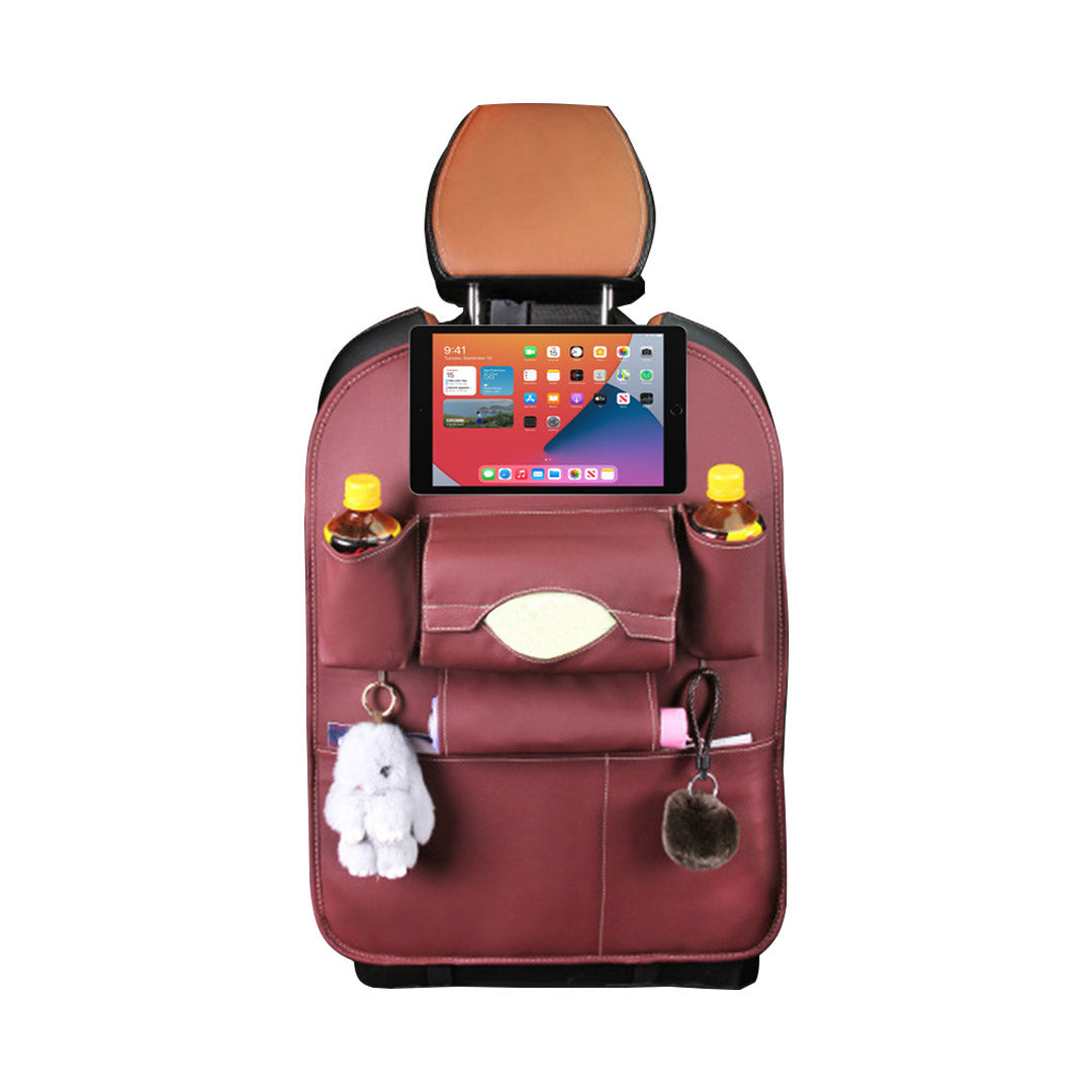 SOGA PVC Leather Car Back Seat Storage Bag Multi-Pocket Organizer Backseat and iPad Mini Holder Red LUZ-CarStorage1SeatBagRED