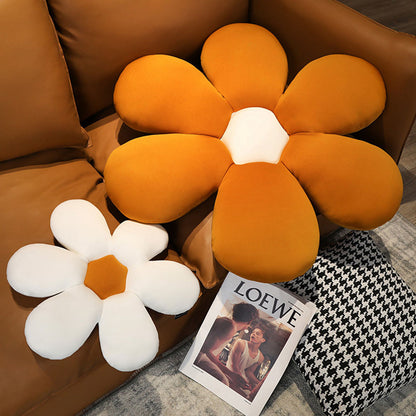 SOGA Coffee Daisy Flower Shape Cushion Soft Leaning Bedside Pad Floor Plush Pillow Home Decor LUZ-SCushion073