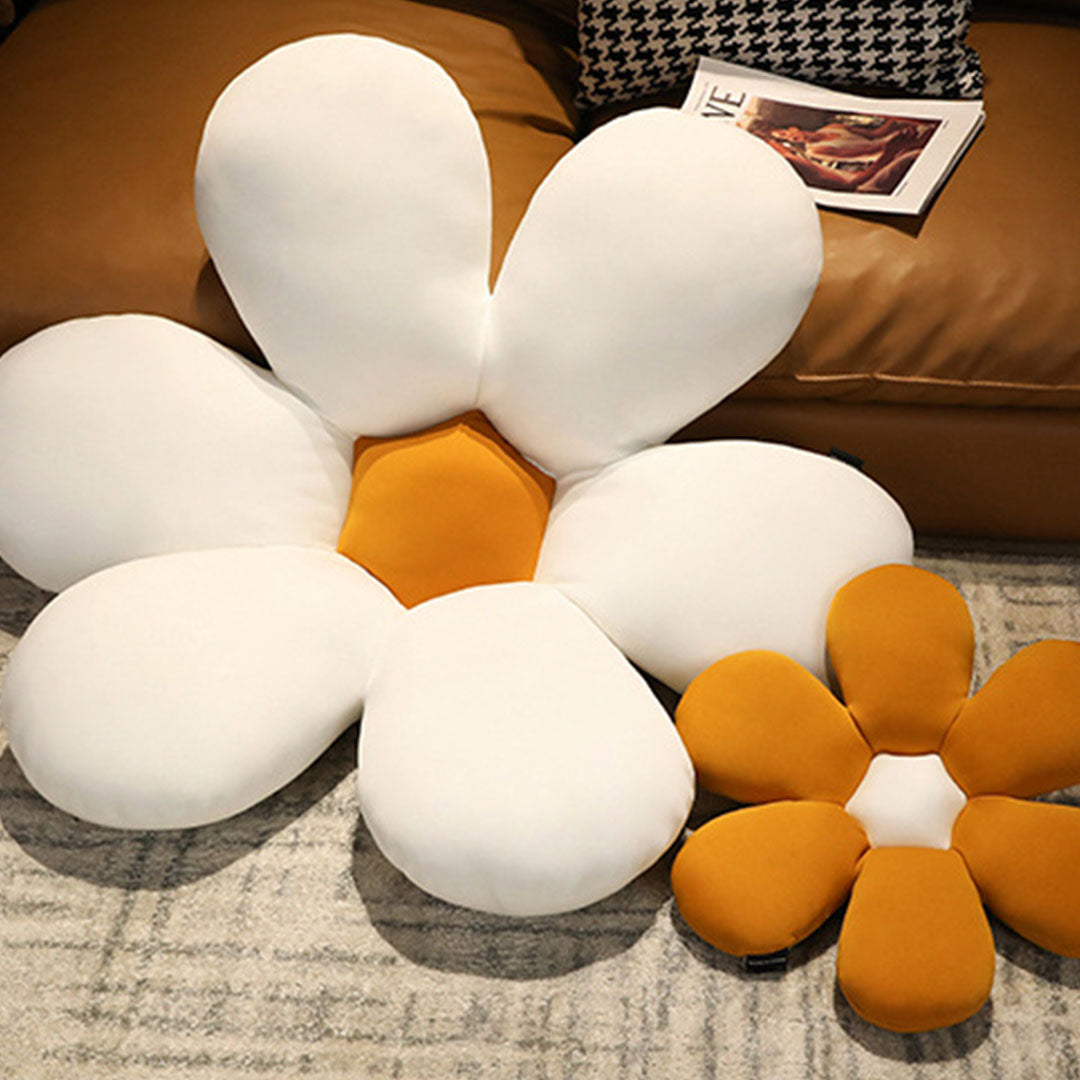 SOGA White Daisy Flower Shape Cushion Soft Leaning Bedside Pad Floor Plush Pillow Home Decor LUZ-SCushion071